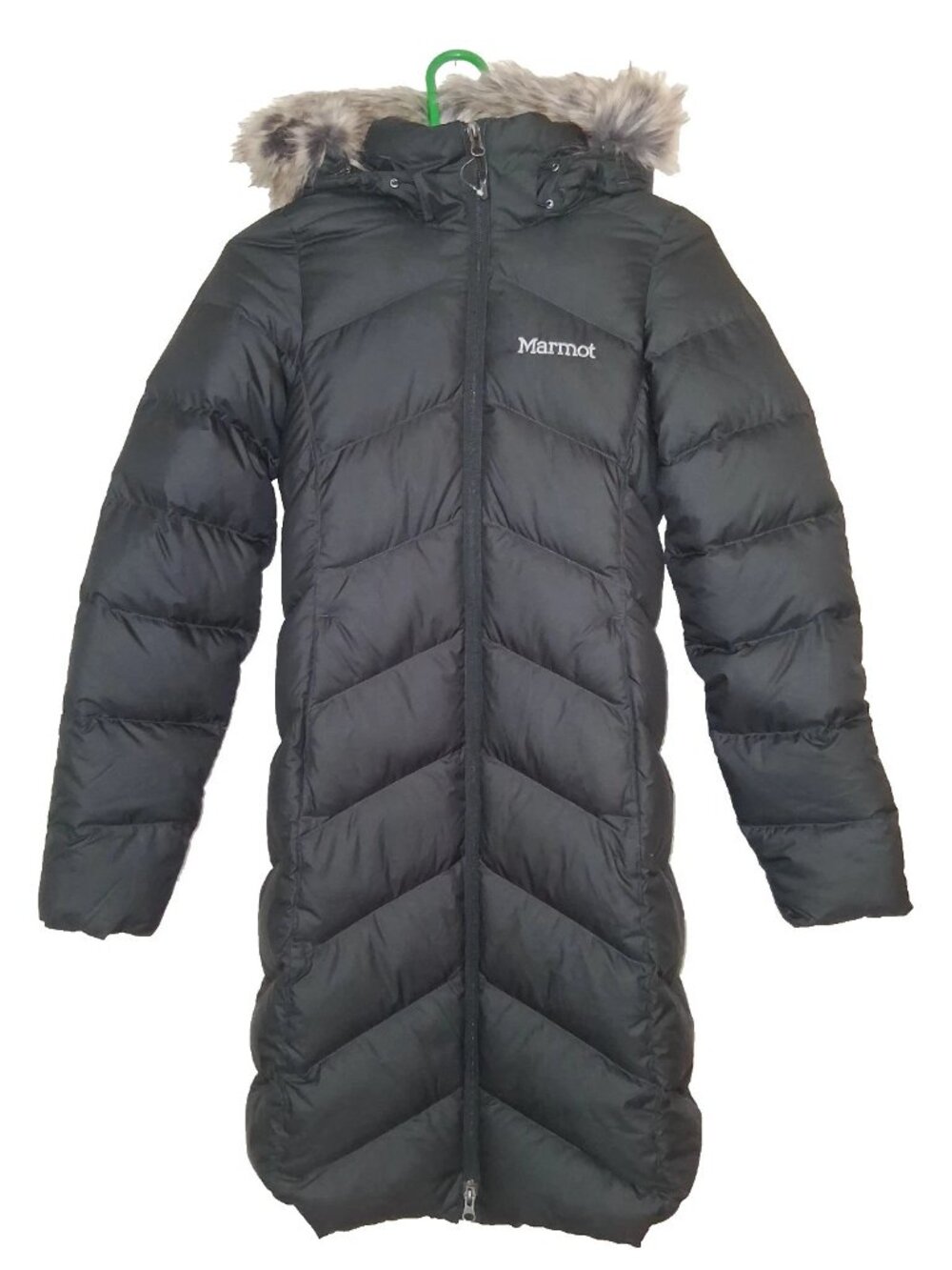 Marmot Montreaux Long Down Parka Hooded Faux Fur Jacket Black Womens XS NWT